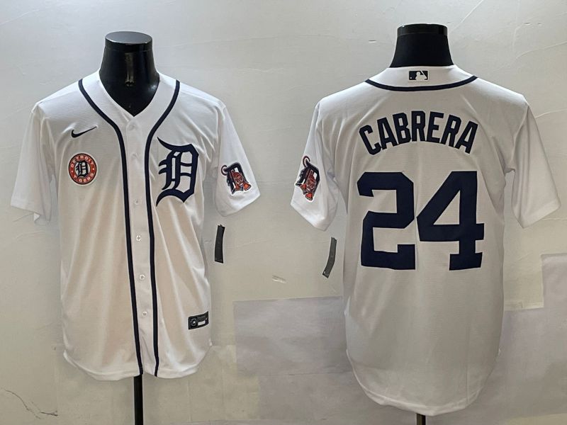 Men Detroit Tigers #24 Cabrera White Game 2025 Nike MLB Jersey style 5